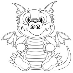 Fototapeta premium Coloring book smiling good dragon. Vector illustration on the theme of coloring for adults and children.