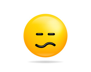 Emoji smile icon vector symbol. Confounded face yellow cartoon character.