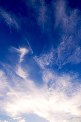 Fantastic soft white cloud against blue sky background soft focus