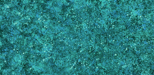 Abstract textural background with spots and dots. Texture background in the form of a panorama. Painted background in blue, white, turquoise, green paint.