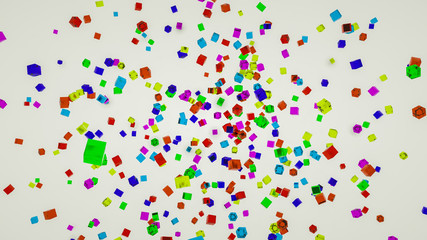 Abstract background of three-dimensional multi-colored glass cubes. 3d render. Illustration