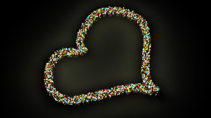 heart symbol from different three-dimensional cubes. 3d render. Illustration