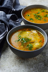 Chicken broth or soup with vegetable