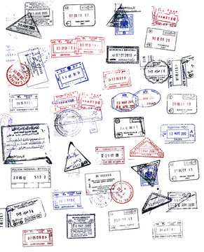 A high quality collection of vector passport stamps.