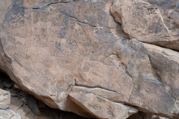 Ancient cave paintings / rock art in Ha'il Province in Saudi Arabia (world heritage site)