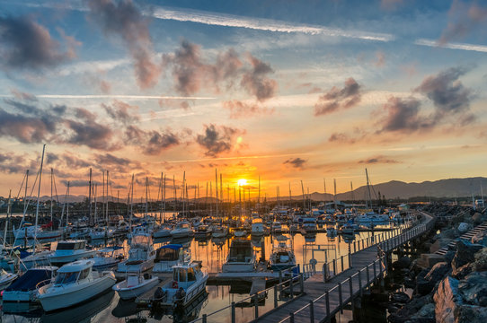 Epic Sunset Over Coffs Harbour Town On Australian Coast