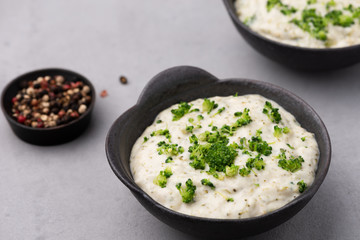 Broccoli soup on bowl food background