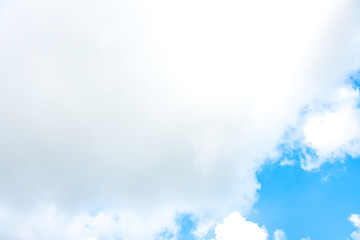 Nature Bright blue Sky with white clouds on blackground. Beautiful sky and clouds in the afternoon.
