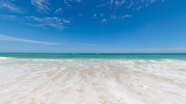 View of beach sea, Slow Motion Shot, Beach Bach In The Sun Light.