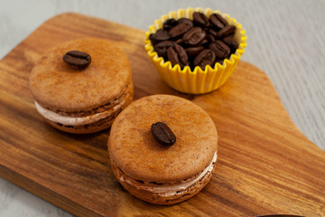 Coffee macaroons with coffee beans