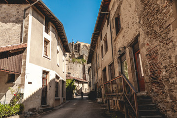 Fototapeta na wymiar view of an ancient French village with the abbey of Siant Antoine