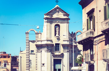 Beautiful cityscape of Italy, facade of old cathedral in Catania, Sicily.
