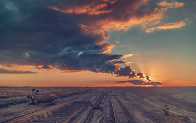 Panoramic view on lignite mining Hambach surface mine