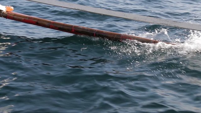 Water splash and sprays coming from Philippines boat with tourists, filmed in slow motion
