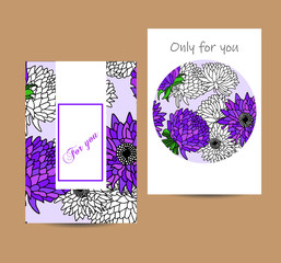 Two decorative vector hand drawn aster cads
