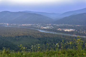 landscape with mountains and river