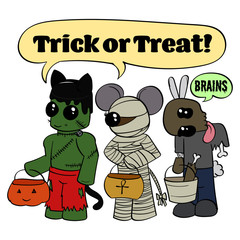 Cute Cartoon Monsters Trick-or-Treat