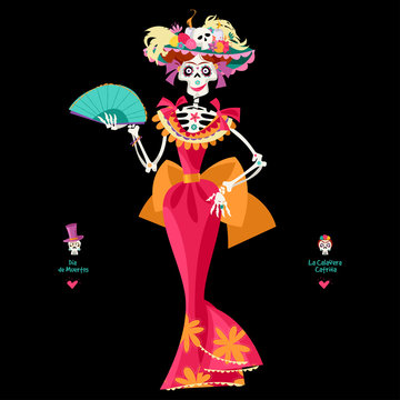 La Calavera Catrina. Elegant Skull. Dia de Muertos (Day of the Dead). Mexican tradition.