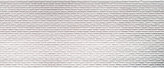 Long wide white brick wall background, Panorama vintage wall background