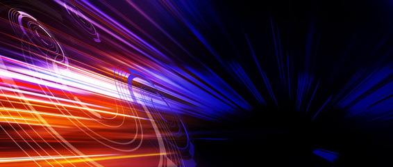 Panoramic high speed technology concept, light abstract background