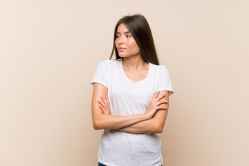 Pretty young girl over isolated background portrait