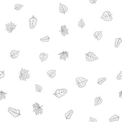 abstract vector doodle autumn leaves seamless pattern