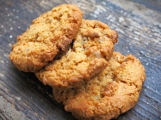 Gluten free hand made cookies on wooden board