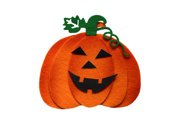 pumpkin applique on a white background Halloween. Space for text.