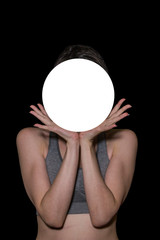 A girl with white space instead of a face.