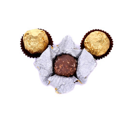 Chocolate balls isolated on white