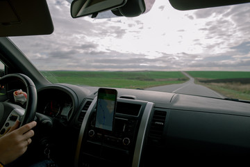 car rent concept driving by speedway