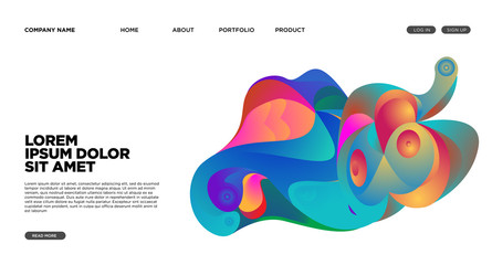 Modern Colorful Landing page Abstract Fluid Background Template. Wave Liquid shape in colorful Website background in Eps 10.