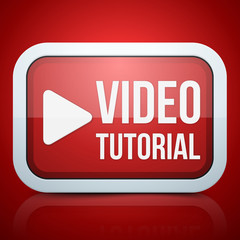 Red Play Video Tutorial button sign illustration