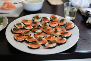 Salmon platter with dill