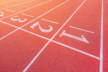 Close up of the stadium's red track