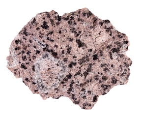 Rapakivi granite on a white background. Close up image