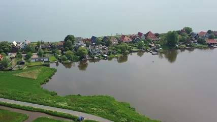 Aerial from the traditional village Uitdam in the Netherlands