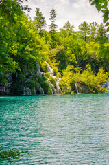 Picturesque summer landscapes of Plitvice Lakes park, Croatia