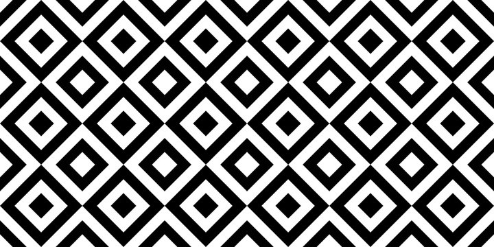 Vector geometric seamless pattern with rhombuses. Monochrome stylish texture.
