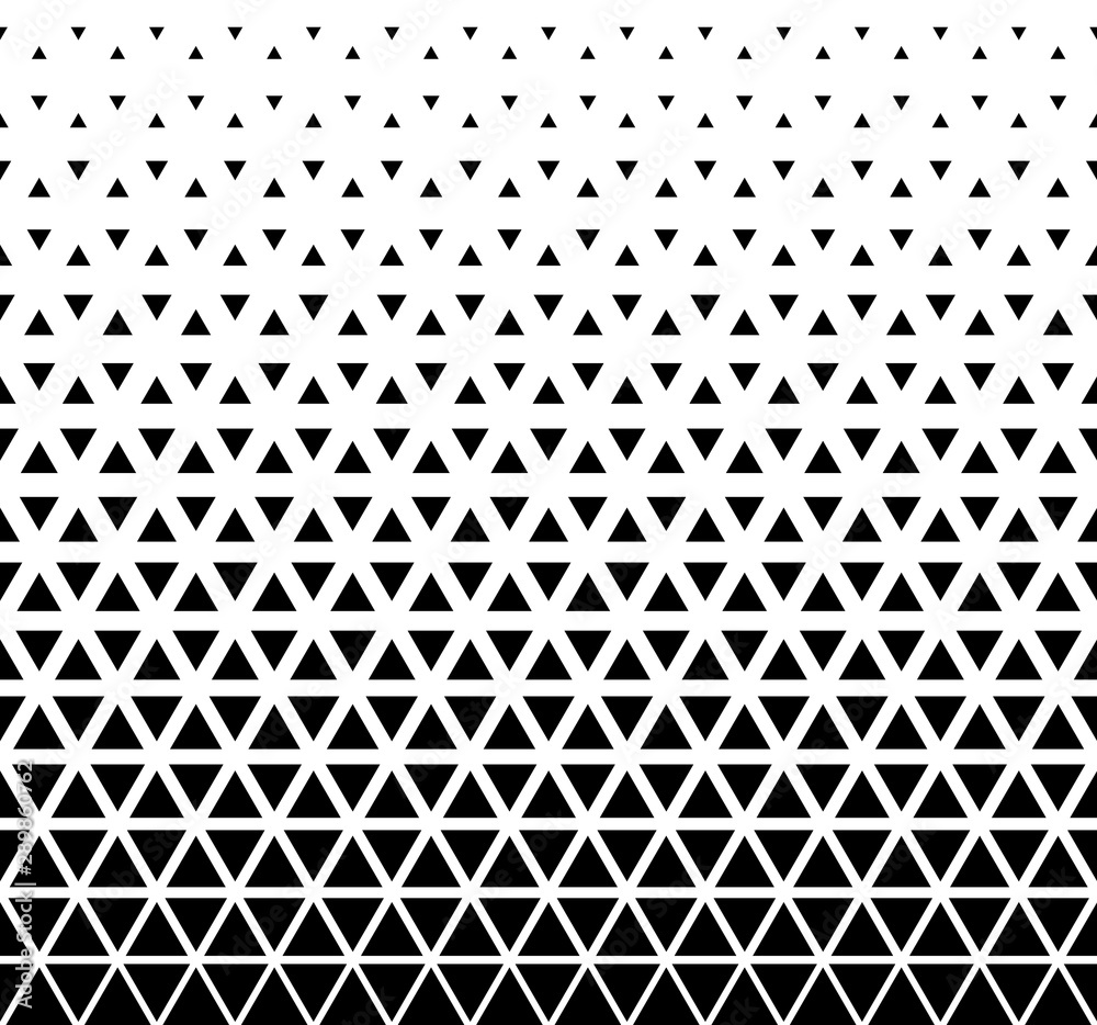 Wall mural halftone triangle abstract background. black and white vector pattern.