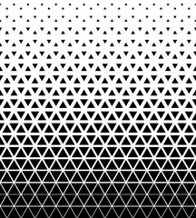 Halftone triangle abstract background. Black and white vector pattern.