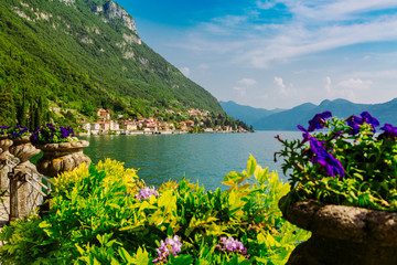 Naklejka premium Amazing view of Lake Como in Lombardy region, Italy