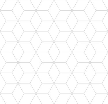 Fototapeta Vector seamless cubic pattern. Modern thin hexagon grid texture.