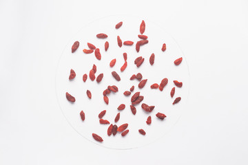 Candied goji berries isolated on white backgroud.