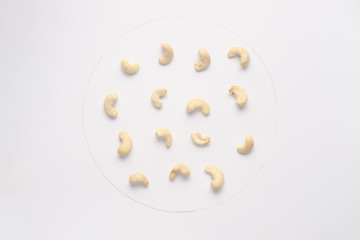 Cashew nuts isolated on white backgroud.