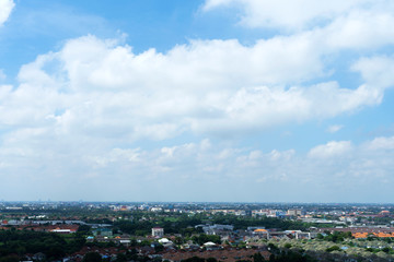Outer view of the capital city of Bangkok With blue clouds used as a background