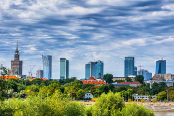 City Skyline of Warsaw in Poland