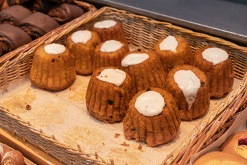 Rum Baba, a confectionery product in the store.