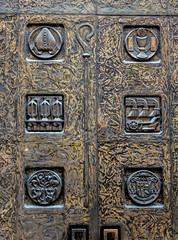 The detail of decorative entrance door to The Bishop's residence in Linz (Bischofshof), Austria