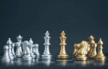 Chess board game concept of business ideas and competition and strategy plan success meaning.